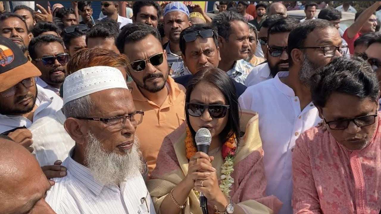 বড়াইগ্রামের বনপাড়া বাইপাস মোড়ে বিএনপি আয়োজিত পথসভায় বক্তব্য দেন মহিলা ও শিশু বিষয়ক প্রতিমন্ত্রী ফারজানা শারমিন পুতুল