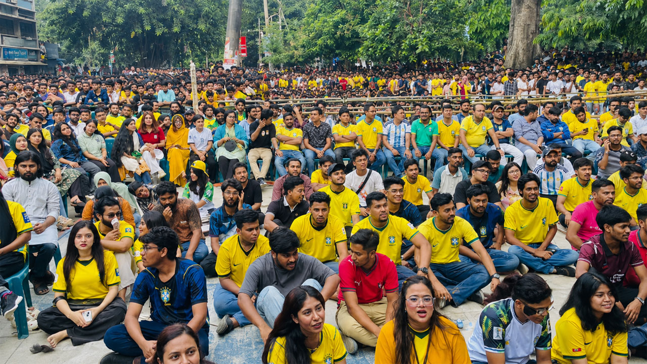 খেলা দেখছেন ব্রাজিল সমর্থকরা