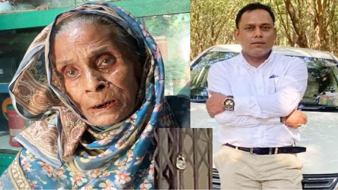 বৃদ্ধা মা আছিয়া বেগম ও প্রবাসী ছেলে ইমাম হোসেন (বাঁ দিক থেকে)