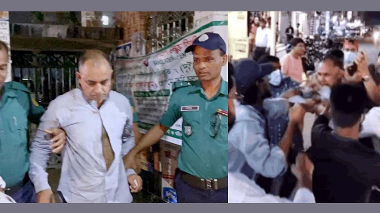 আ’লীগপন্থী চেয়ারম্যান নির্মলেন্দু দাশকে গণপিটুনি দিয়ে পুলিশে সোপর্দ