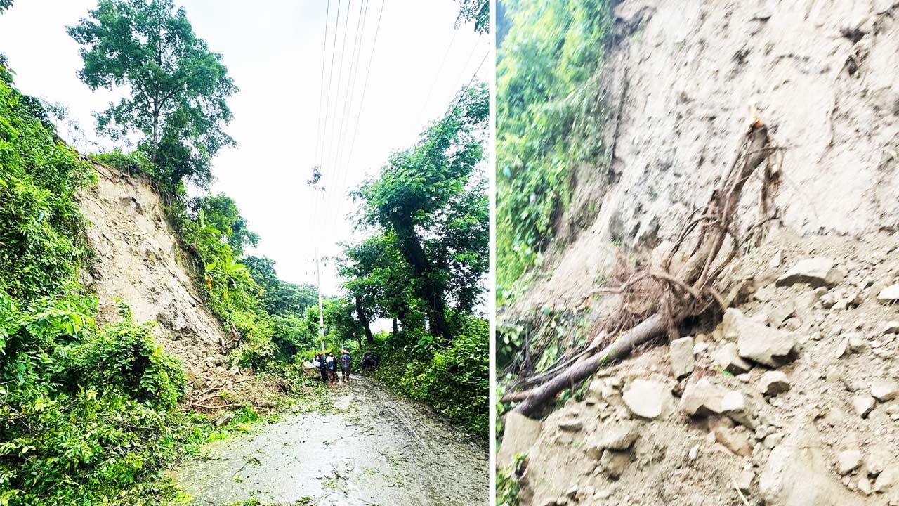 চকরিয়া-লামা-আলীকদম সড়কের ওপর পাহাড় ধস