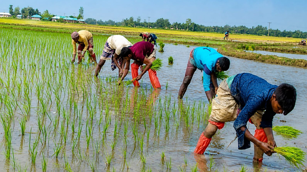রোপা আমন রোপণে ব্যস্ত সময় পাড় করছেন কৃষকরা