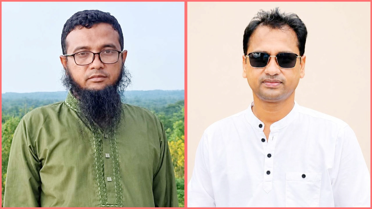 সভাপতি কাজী খোরশেদ আলম, (ডানে) সাধারণ সম্পাদক জহিরুল হক বাবু