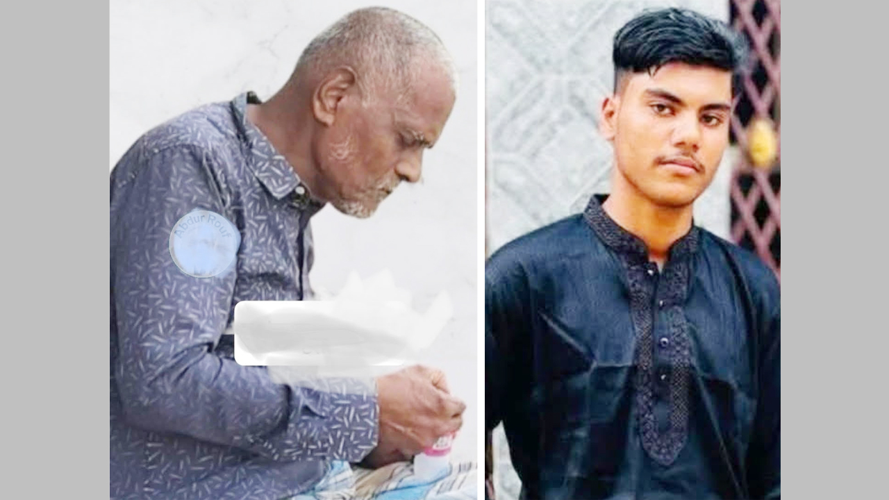 সড়ক দুর্ঘটনায় নিহত শামসুল হক, (ডানে) সাপের দংশনে নিহত আল জাবির অভি