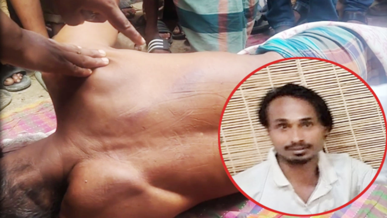 নিহত বাবা আব্দুল আলিম সেনু, (ইনসেটে) অভিযুক্ত ছেলে নাজমুল হাসান রাসেল