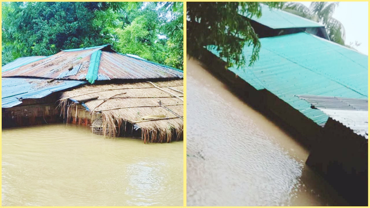 বন্যায় ডুবে গেছে ঘরবাড়ি