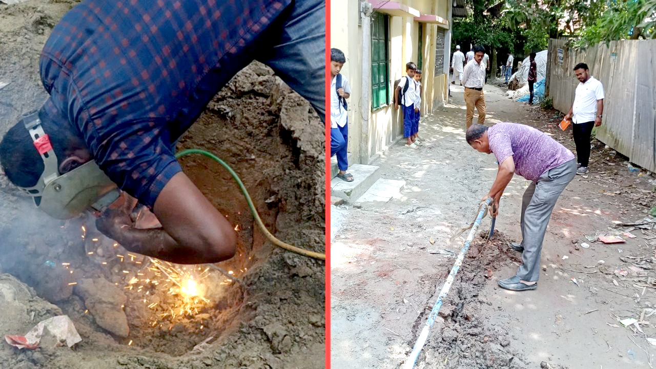 অবৈধ গ্যাস সংযোগ বিচ্ছিন এবং পাইপলাইন উচ্ছেদ করা হচ্ছে