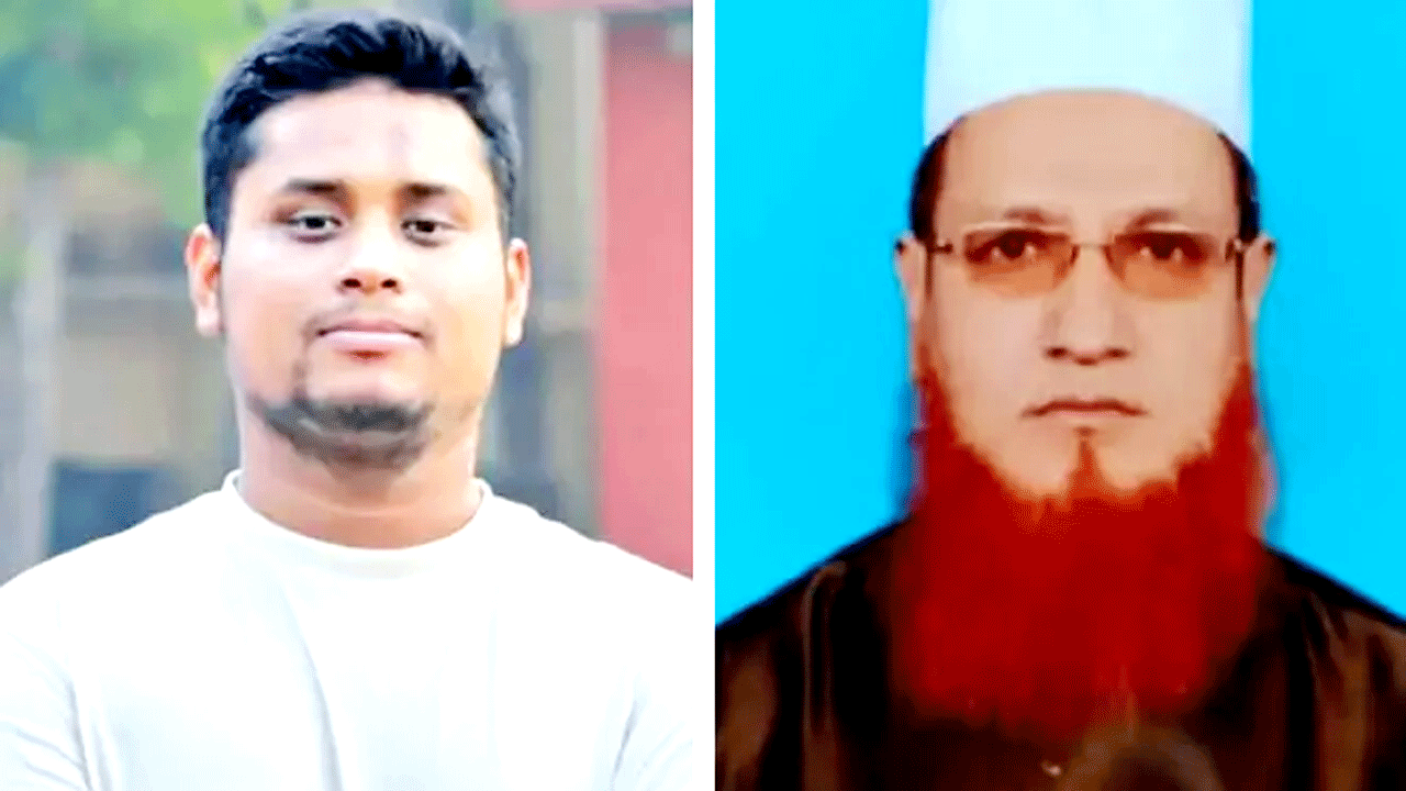 (বামে) হাসনাত আব্দুল্লাহ, (ডানে) মাওলানা মজিবুর রহমান