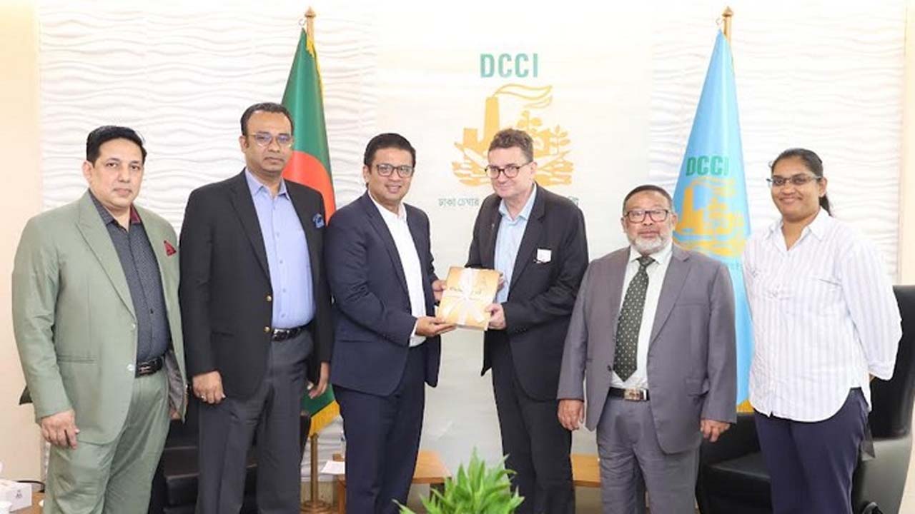 ডিসিসিআই সভাপতি তাসকীন আহমেদের সাথে শ্রীলঙ্কায় নিযুক্ত নিউজিল্যান্ডের অনাবাসিক হাইকমিশনার ডেভিড পাইনের মধ্যে সৌজন্য সাক্ষাৎ