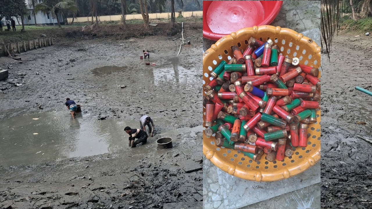 দাগনভূঞা থানার পুকুরে মিললো পুলিশের লুট হওয়া ২১৯ রাউন্ড কার্তুজ