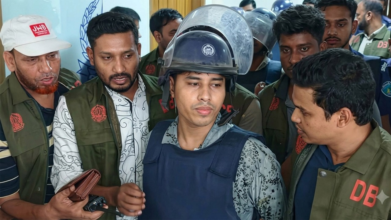 আদালতে পুলিশি পাহারায় শীর্ষ সন্ত্রাসী মোবারক হোসেন ইমন ওরফে ডেভিড ইমন