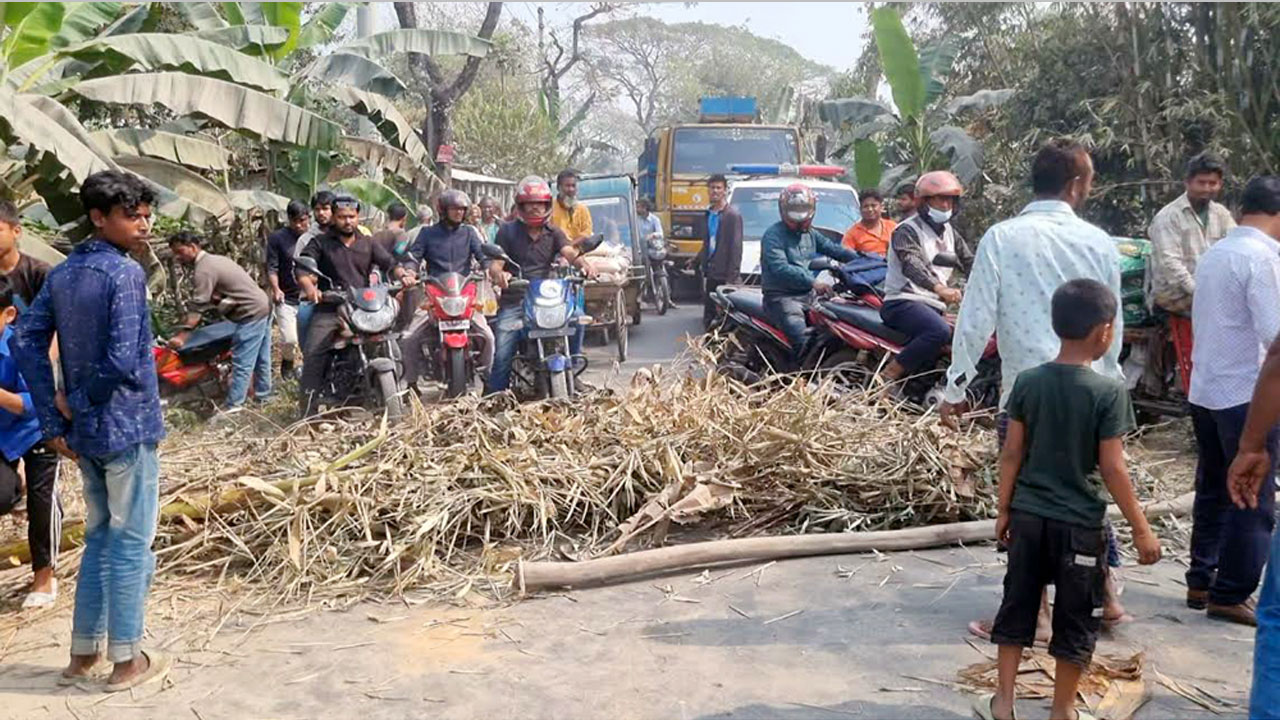 নিয়ন্ত্রণ হারিয়ে ট্রলিচাপায় চালক নিহত, স্পিড ব্রেকারের দাবিতে সড়ক অবরোধ