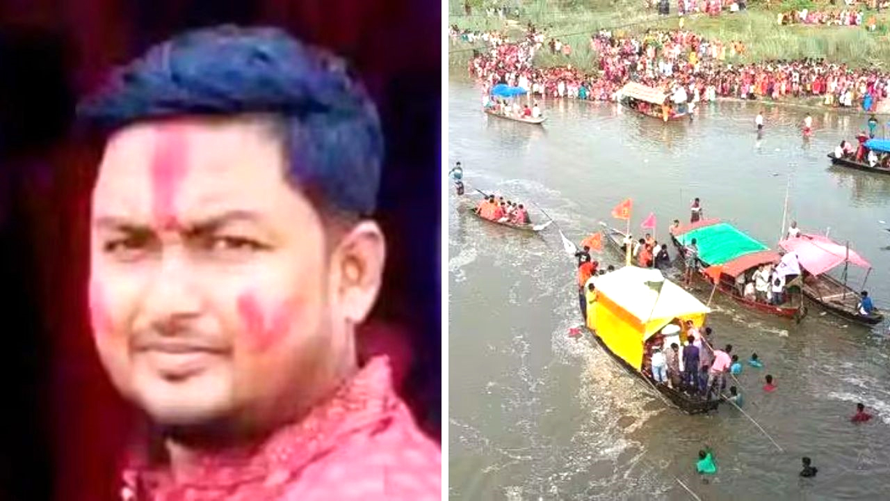 নিখোঁজ যুবক স্বাক্ষর কুন্ডু, (ডানে) যুগল বিগ্রহের যাত্রাপথ