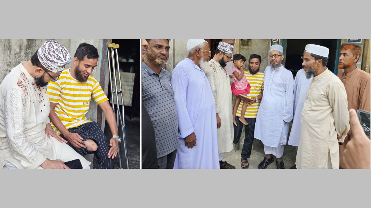 কর্মক্ষেত্রে পা হারানো যুবককে জামায়াতের পক্ষ থেকে অনুদান প্রদান