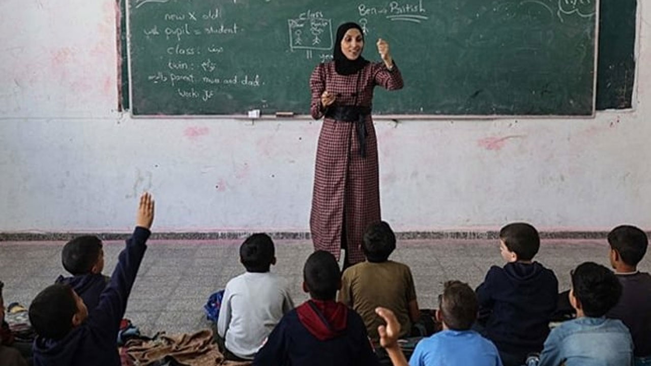 গাজার একটি স্কুলের শ্রেণিকক্ষ