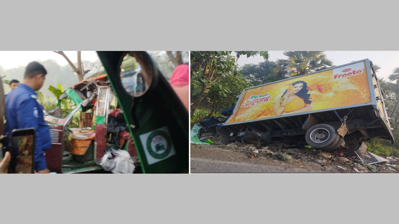 ঘটনাস্থলে পুলিশ, দুর্ঘটনায় ক্ষতিগ্রস্ত গাড়ি