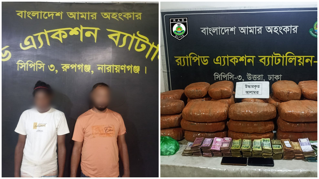 গ্রেফতাররা ও জব্দকৃত গাঁজা