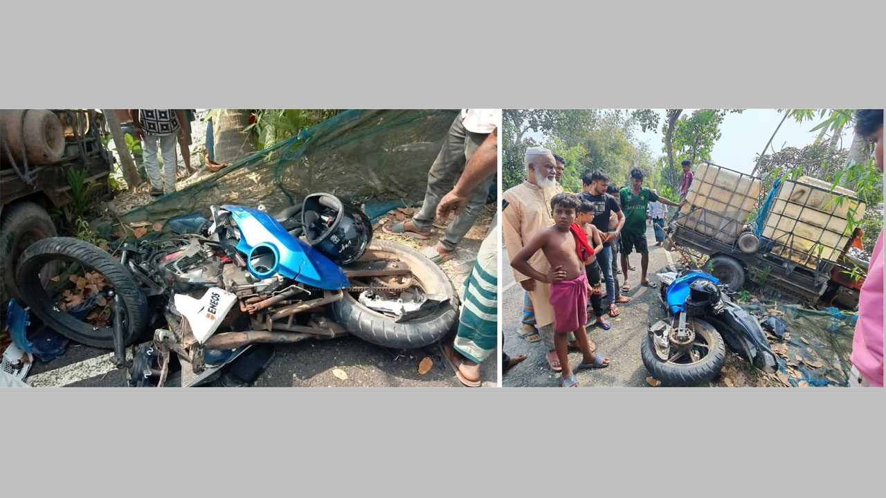 দুর্ঘটনায় দুমড়ে-মুচড়ে গেছে মোটরসাইকেল