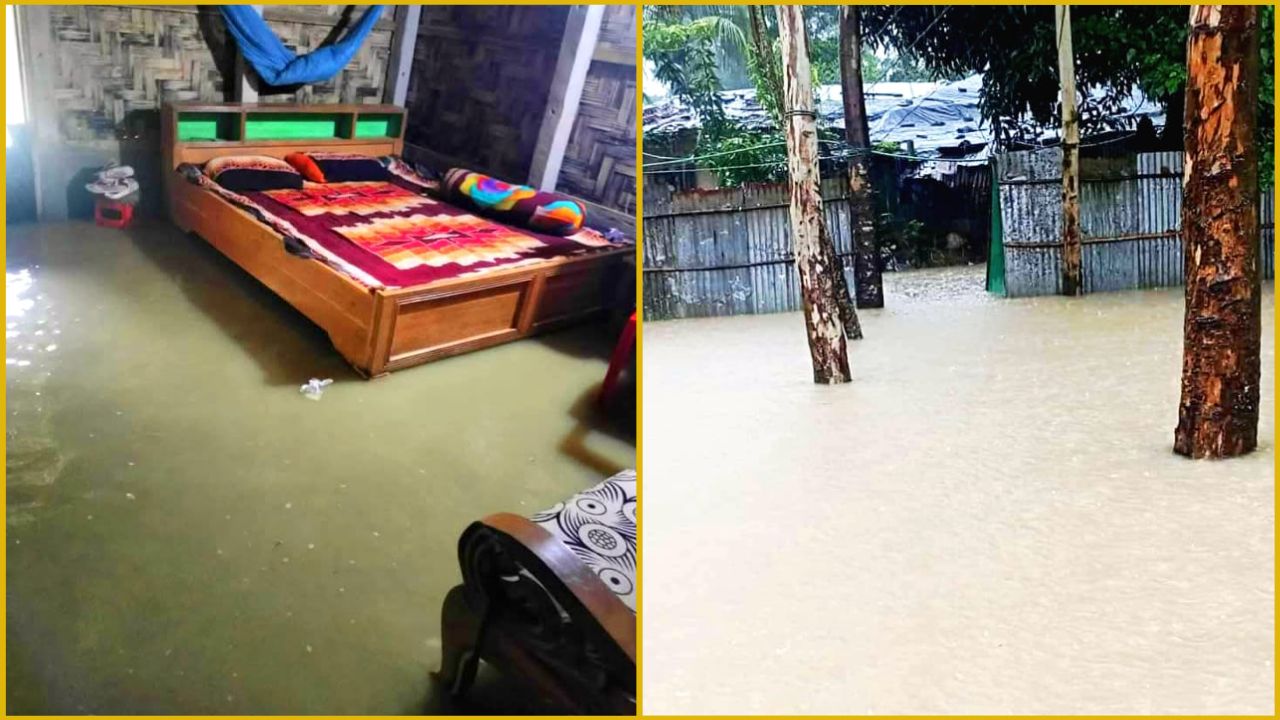 কিছু কিছু এলাকায় ঘরের মধ্যেও হাঁটু পানি
