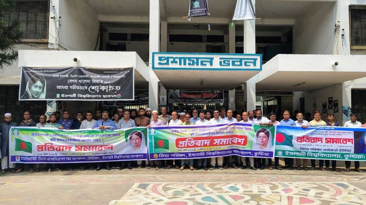 ইবিতে বিএনপিপন্থী শিক্ষক-কর্মচারীদের মানববন্ধন
