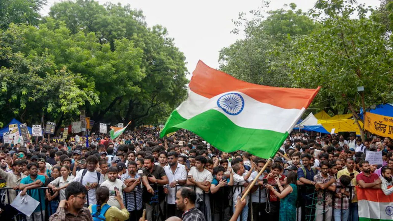 নয়াদিল্লির যন্তর মন্তরে আন্দোলনকারীরা