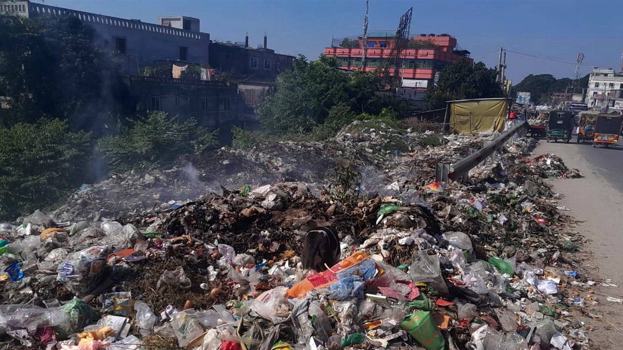 ঈশ্বরগঞ্জে পৌর এলাকায় বর্জ্যের অব্যবস্থাপনায় বিপাকে ব্যবসায়ী ও পথচারীরা