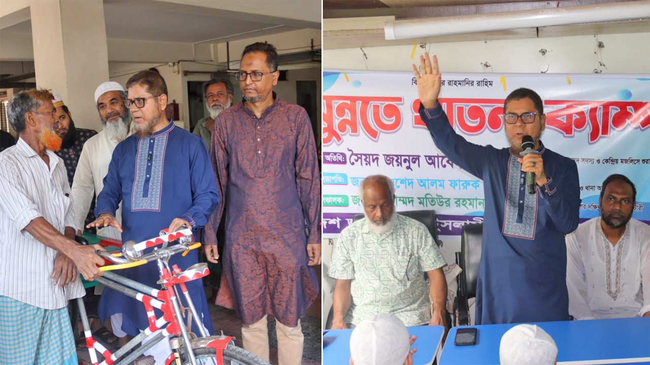 শ্যামপুরে দরিদ্রদের মাঝে ভ্যান বিতরণে জয়নুল আবেদীন