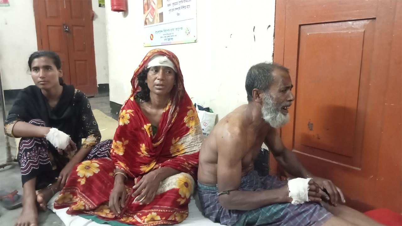 রাজাপুরে জমির বিরোধে বড় ভাইয়ের লোকজনের হামলায় আহত ছোট ভাইয়ের পরিবারের সদস্যরা