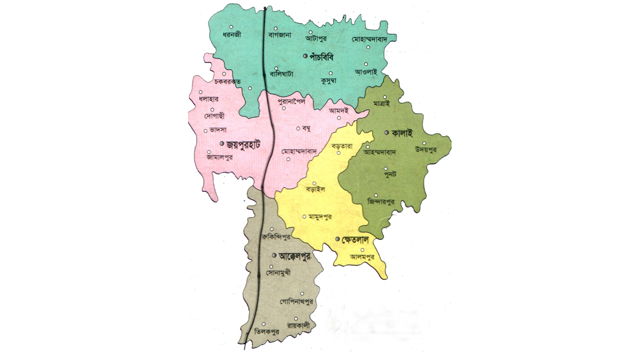 জয়পুরহাটের মানচিত্র।