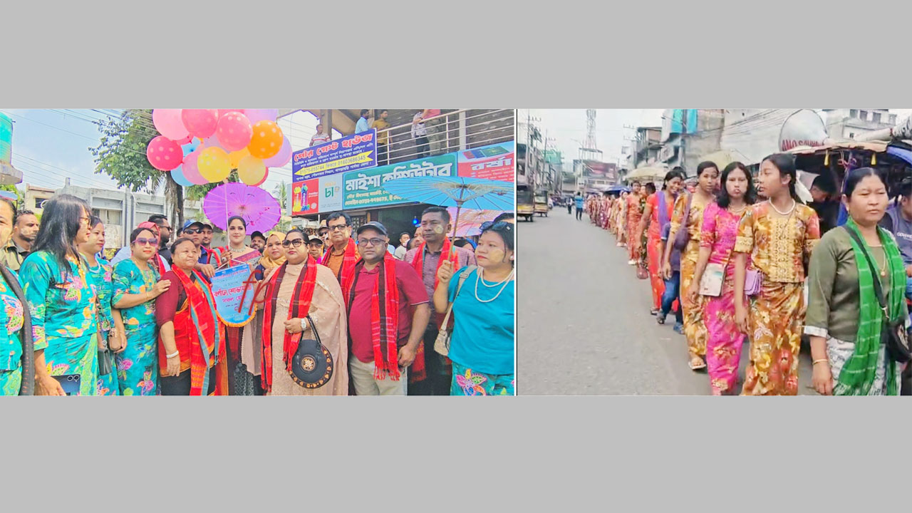 বর্ষবরণ উৎসব সাংগ্রাইকে স্বাগত জানাতে মারমা জনগোষ্ঠীর বর্ণাঢ্য র‍্যালি