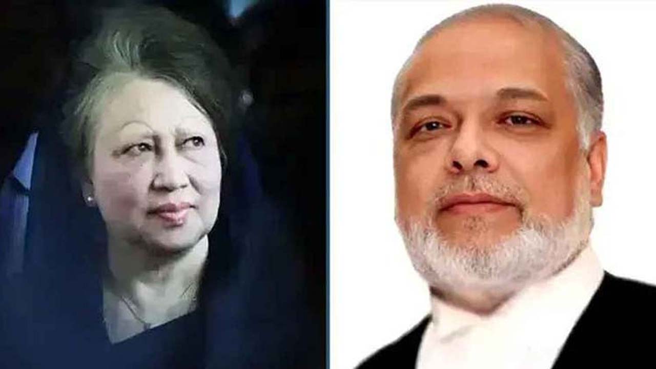 খালেদা জিয়া (বাঁয়ে) ও প্রধান বিচারপতি জুবায়ের রহমান চৌধুরী