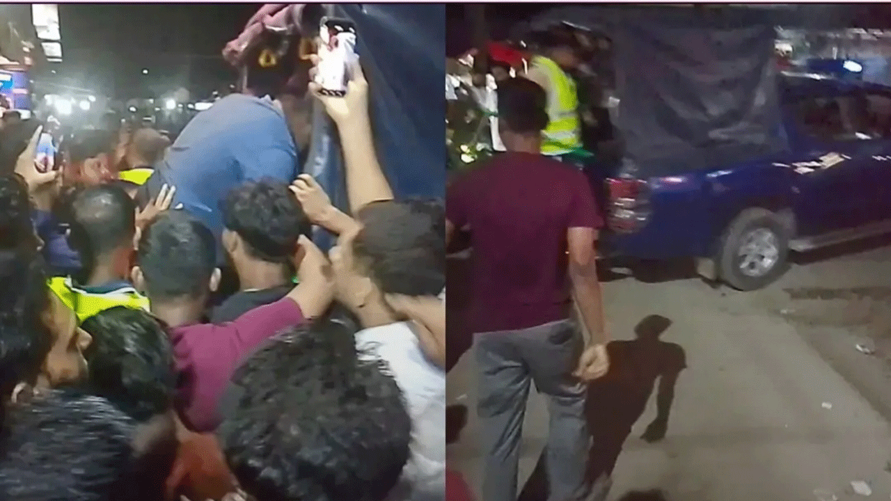 গ্রেফতারদের নিয়ে যাচ্ছে পুলিশ