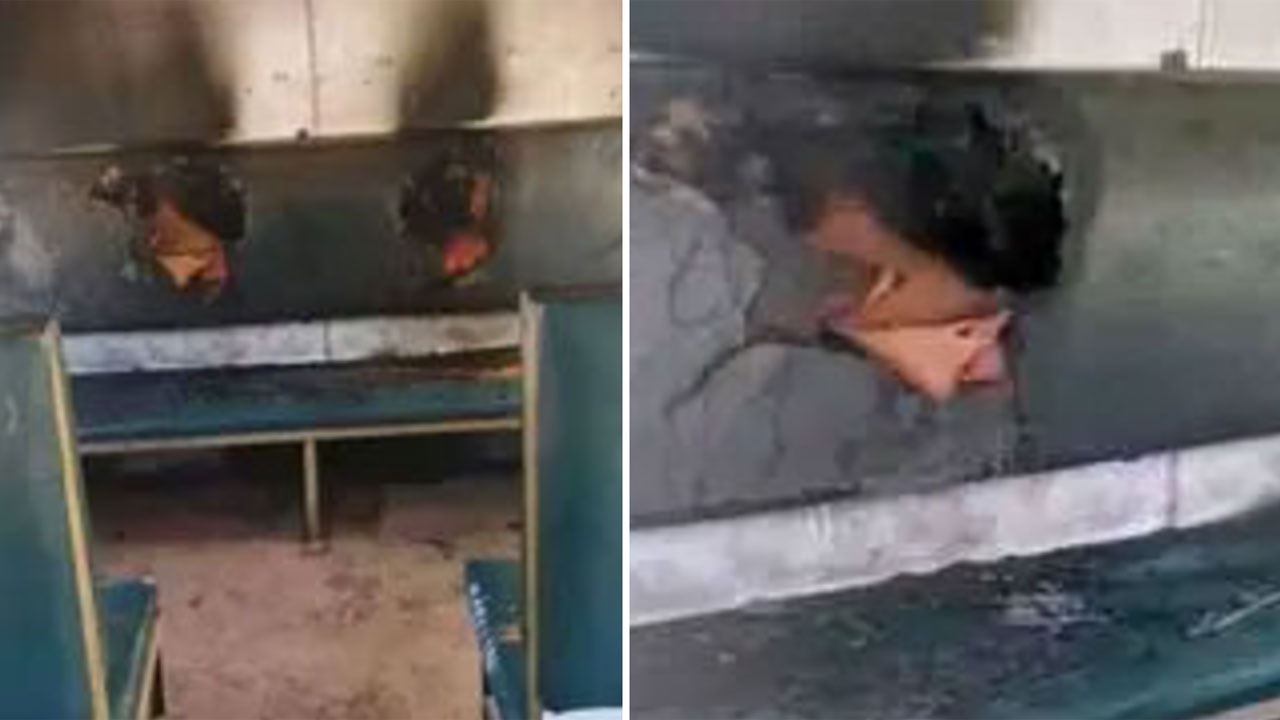 ময়মনসিংহ রেলওয়ে স্টেশনের ট্রেনের বগিতে আগুন দিয়েছে দুর্বৃত্তরা