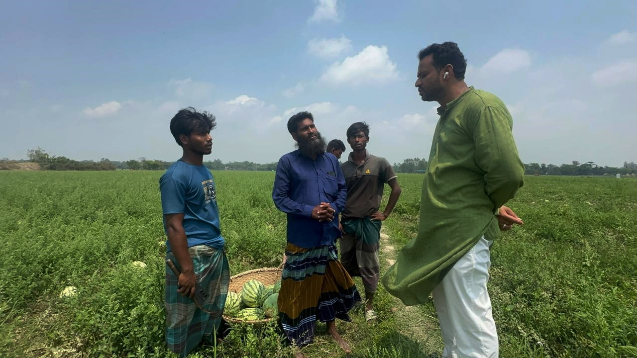 মিরসরাইয়ে ক্ষতির মুখে তরমুজ চাষিরা, সহায়তার আশ্বাস কৃষকদলের