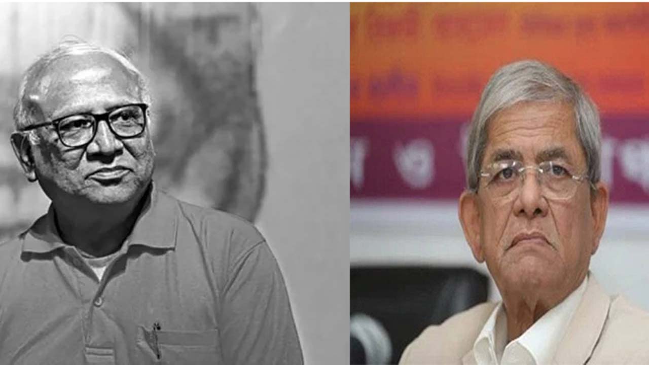 আতাউর রহমান (বাঁয়ে) ও মন্ত্রী মির্জা ফখরুল ইসলাম আলমগীর