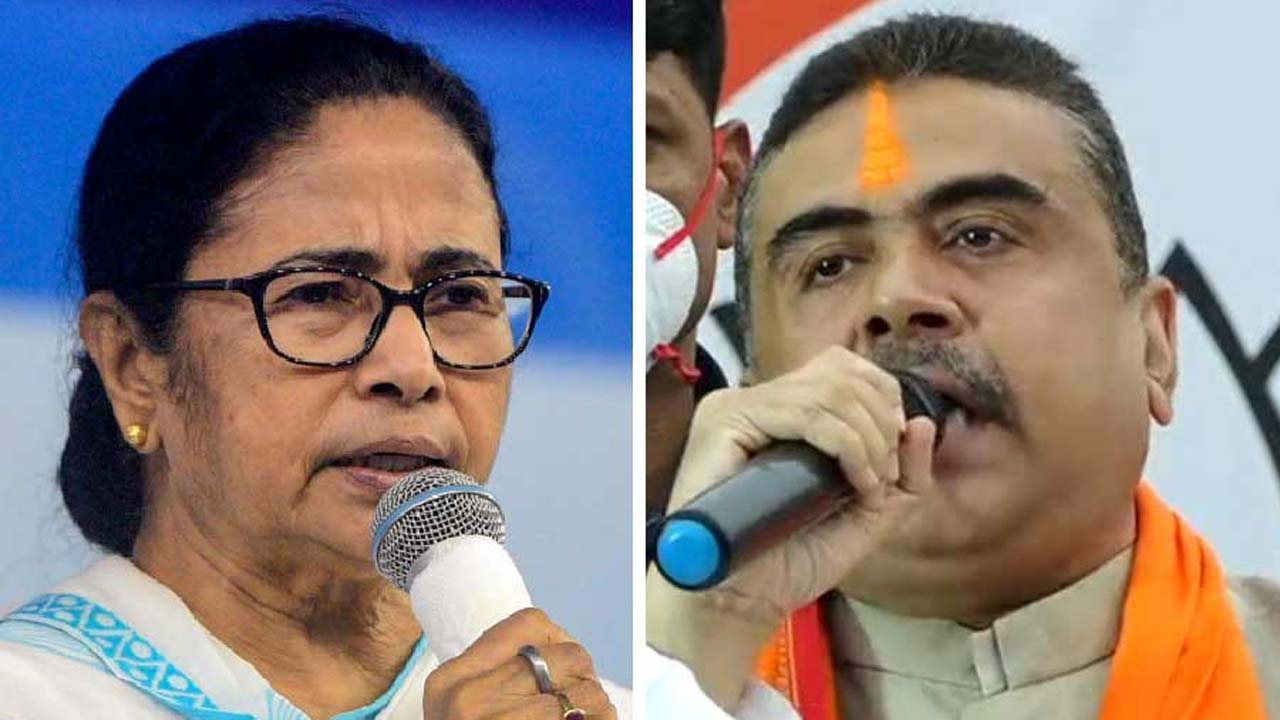 মমতা বন্দোপাধ্যায় ও শুভেন্দু অধিকারী
