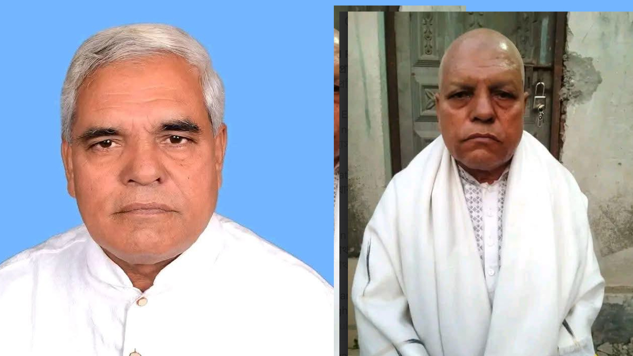 বিএনপি নেতা আব্দুল মান্নান তালুকদার। ডানে ন্যাড়া করার পর