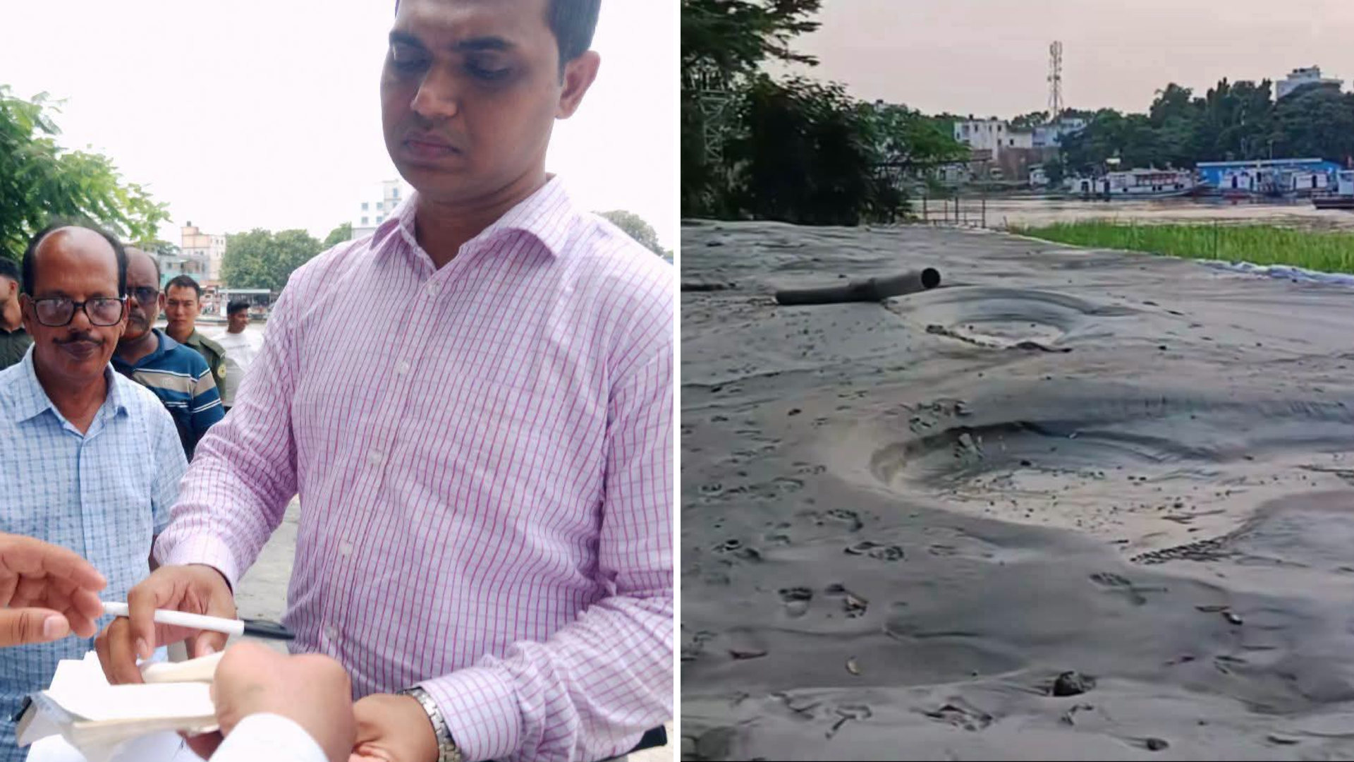 নদীর পাড় ভরাটের অভিযোগে ভ্রাম্যমাণ আদালতের অভিযান পরিচালিত হয়েছে