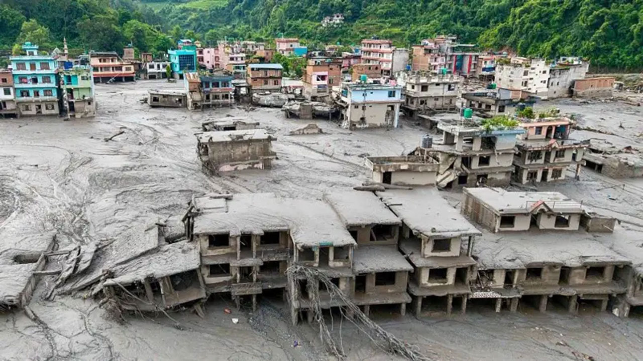 নেপালের বন্যাকবলিত একটি এলাকা