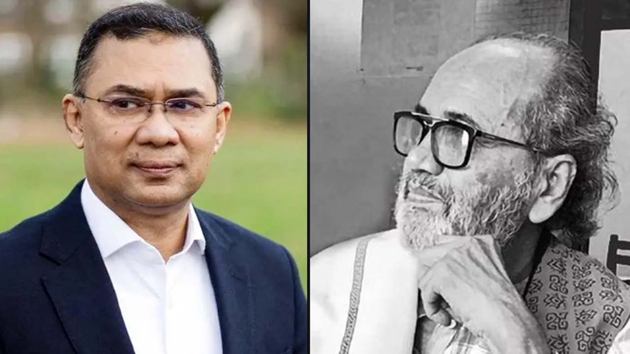 প্রধানমন্ত্রী তারেক রহমান (বাঁয়ে) ও কবি আল মুজাহিদী
