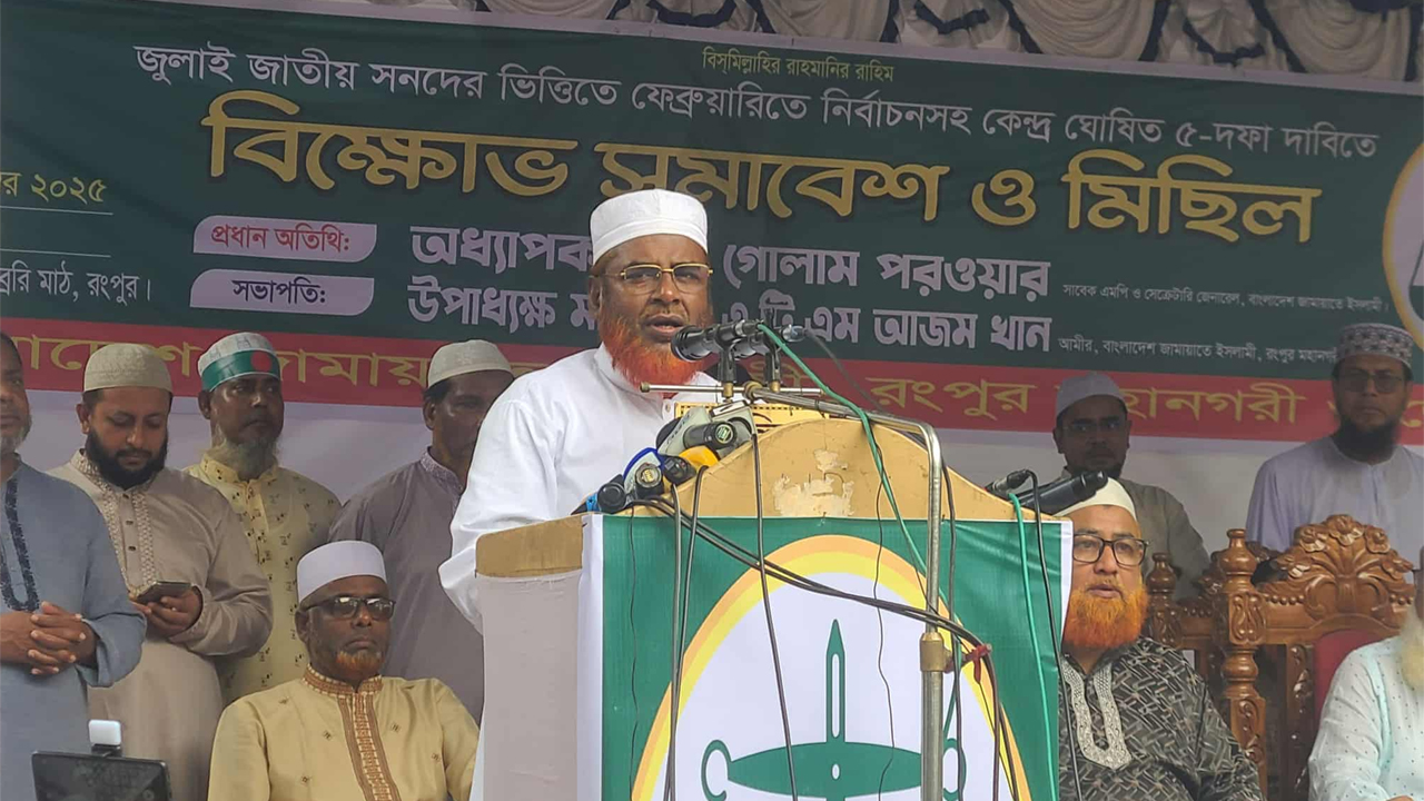 বক্তব্য রাখছেন অধ্যাপক মিয়া গোলাম পরওয়ার