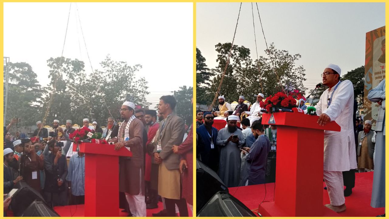 আন্তর্জাতিক ক্বিরাত সম্মেলনে বক্তব্য রাখছেন শিবির সেক্রেটারি সাদ্দাম ও ডাকসু ভিপি সাদিক কায়েম