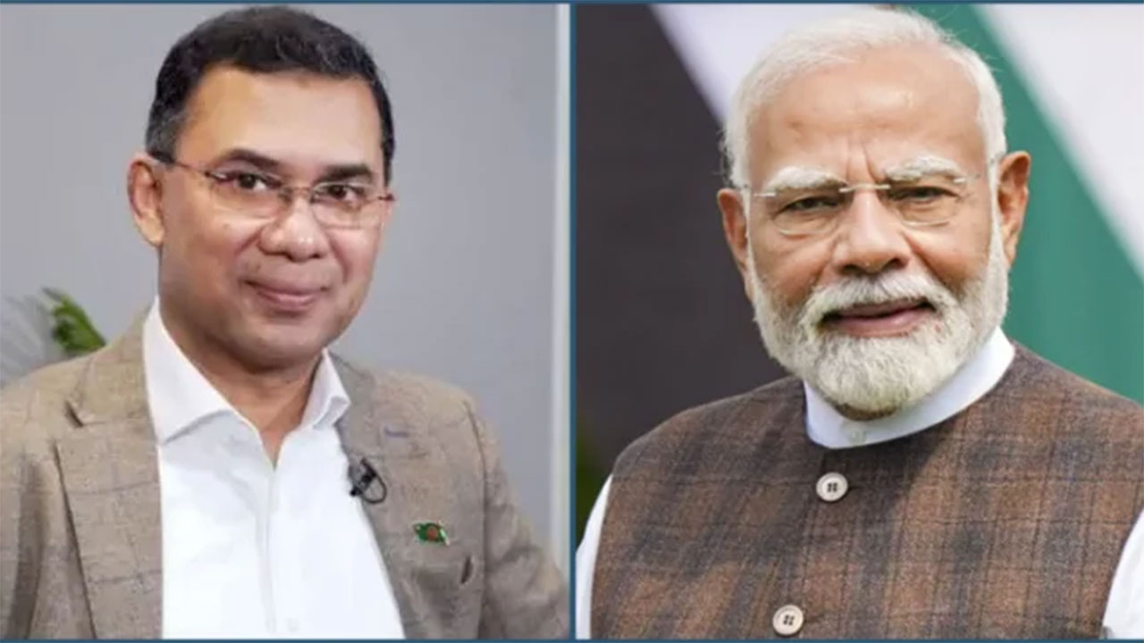 প্রধানমন্ত্রী তারেক রহমান ও ভারতের প্রধানমন্ত্রী নরেন্দ্র মোদি।