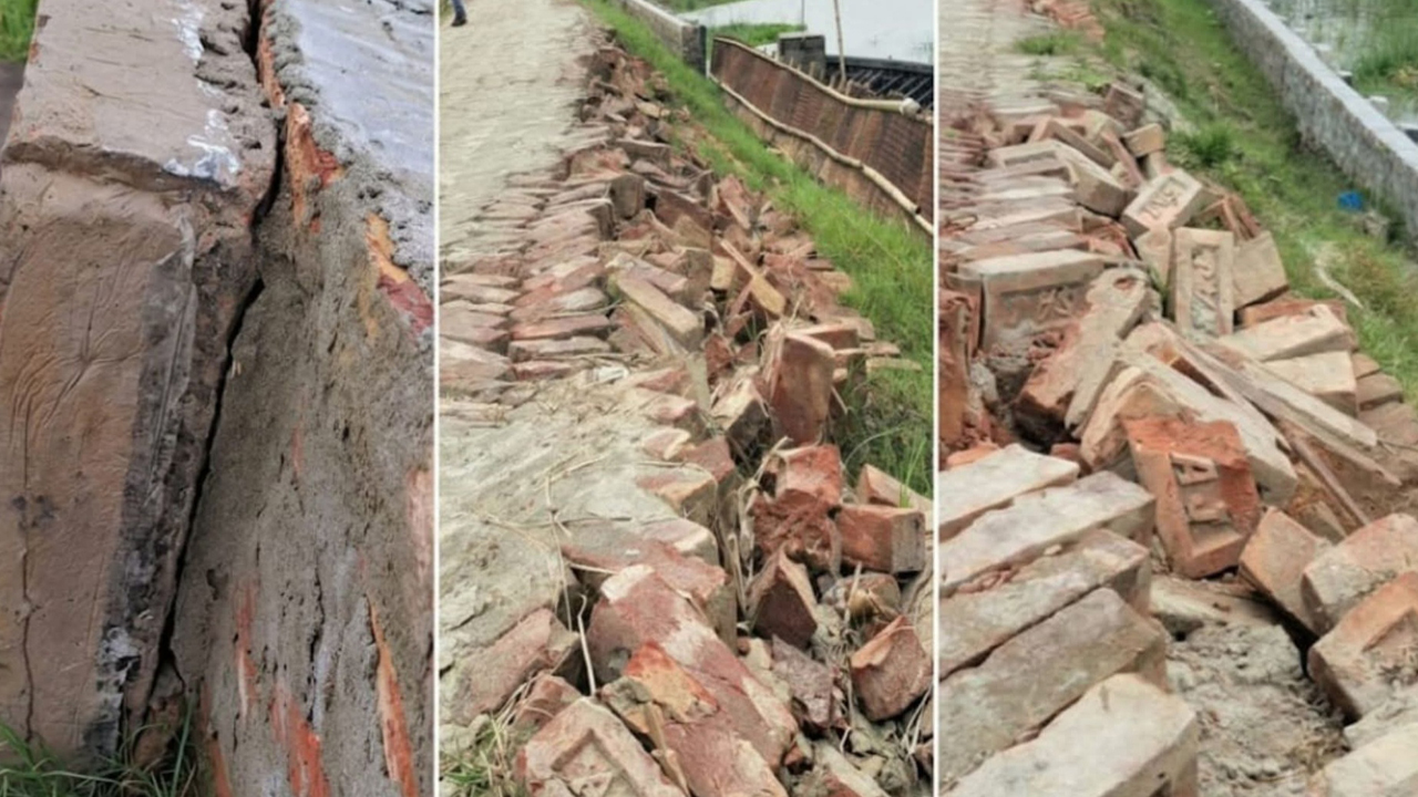 নতুন রাস্তার বেহাল দশা