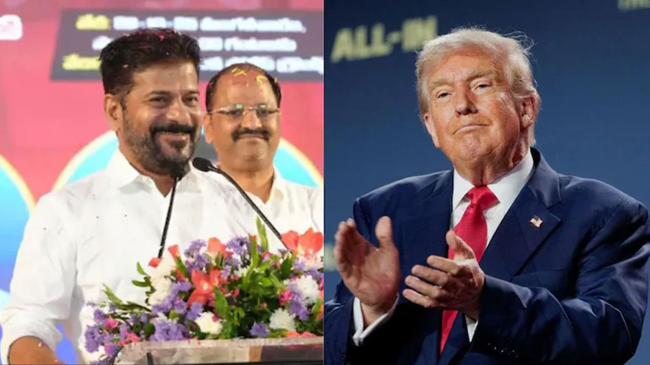 ভারতের তেলেঙ্গানা রাজ্যের মুখ্যমন্ত্রী এ রেভান্থ রেড্ডি ও মার্কিন প্রেসিডেন্ট ডোনাল্ড ট্রাম্প