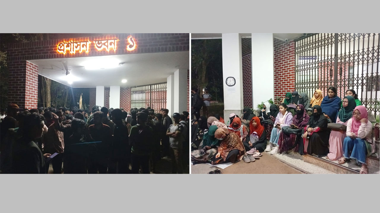 এখনো অবরুদ্ধ ভিসি, বাইরে আন্দোলনরত শিক্ষার্থীরা