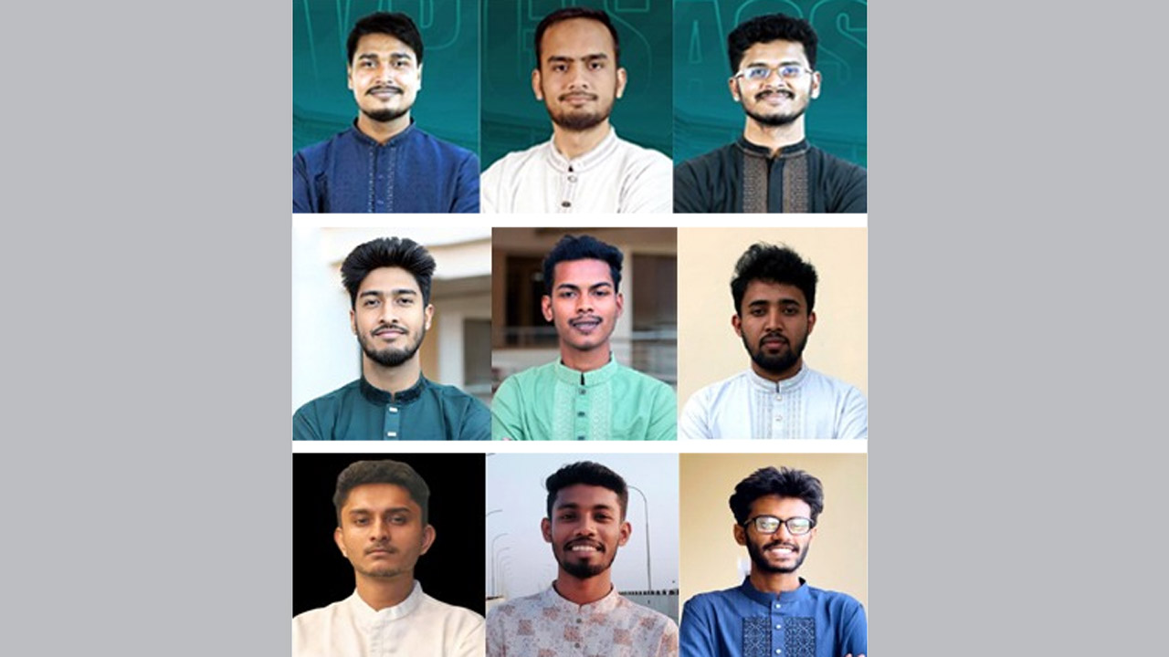 (উপর-নিচ) ছাত্রশিবির, ছাত্রদল ও সাধারণের  ঐক্যস্বর প্যানেলের প্রার্থীরা