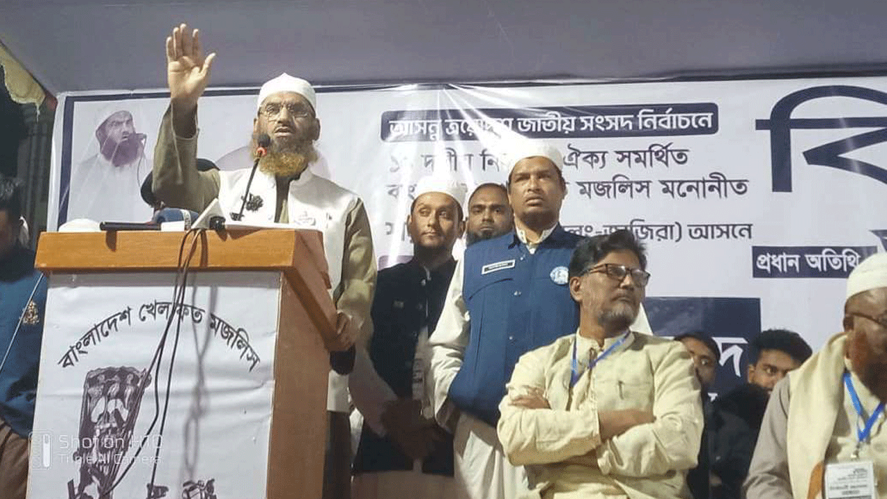 বক্তব্য রাখছেন আল্লামা মামুনুল হক