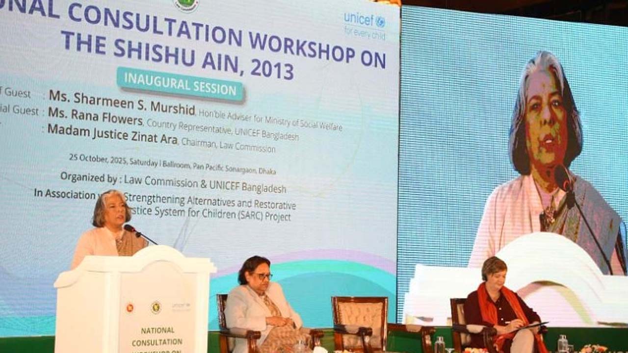 ‘শিশু আইন ২০১৩ : সংশয়, বিভ্রান্তি ও অসংগতি’ শীর্ষক কর্মশালায় সমাজকল্যাণ উপদেষ্টা