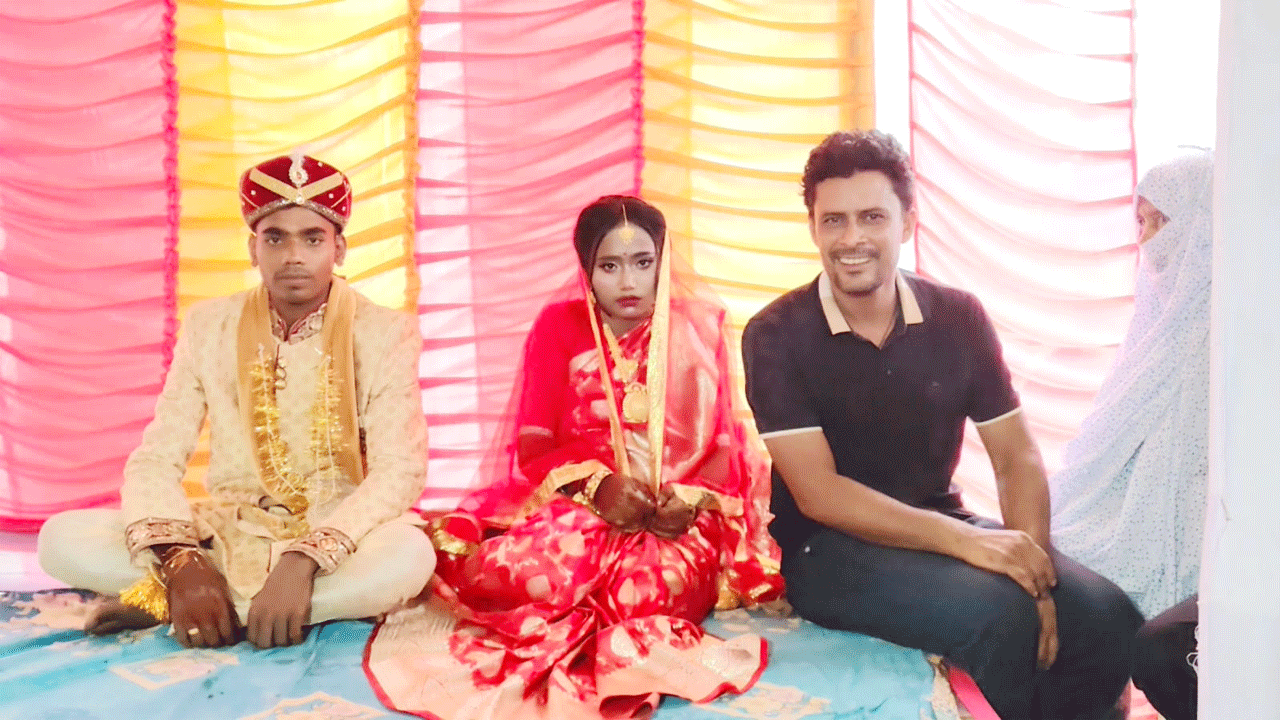 নববিবাহিত দম্পতি জান্নাতি খাতুন ও ফিরোজ শেখ